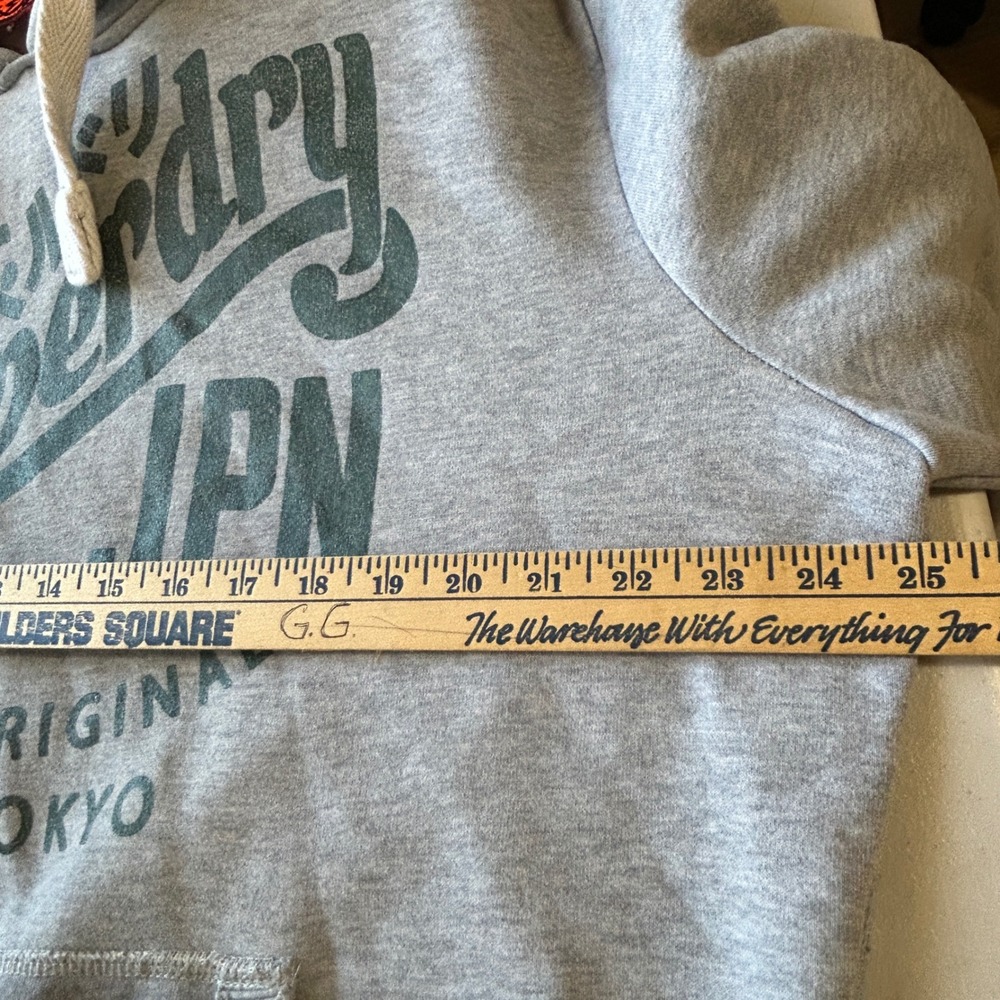 Superdry Vintage JPN Hoodie Mens 2XL Gray Graphic Pullover Sweatshirt - Picture 6 of 8